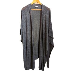Sigrid OLSEN Grey Lagenlook Minimalist Open Front Long Lined Cardigan One Size